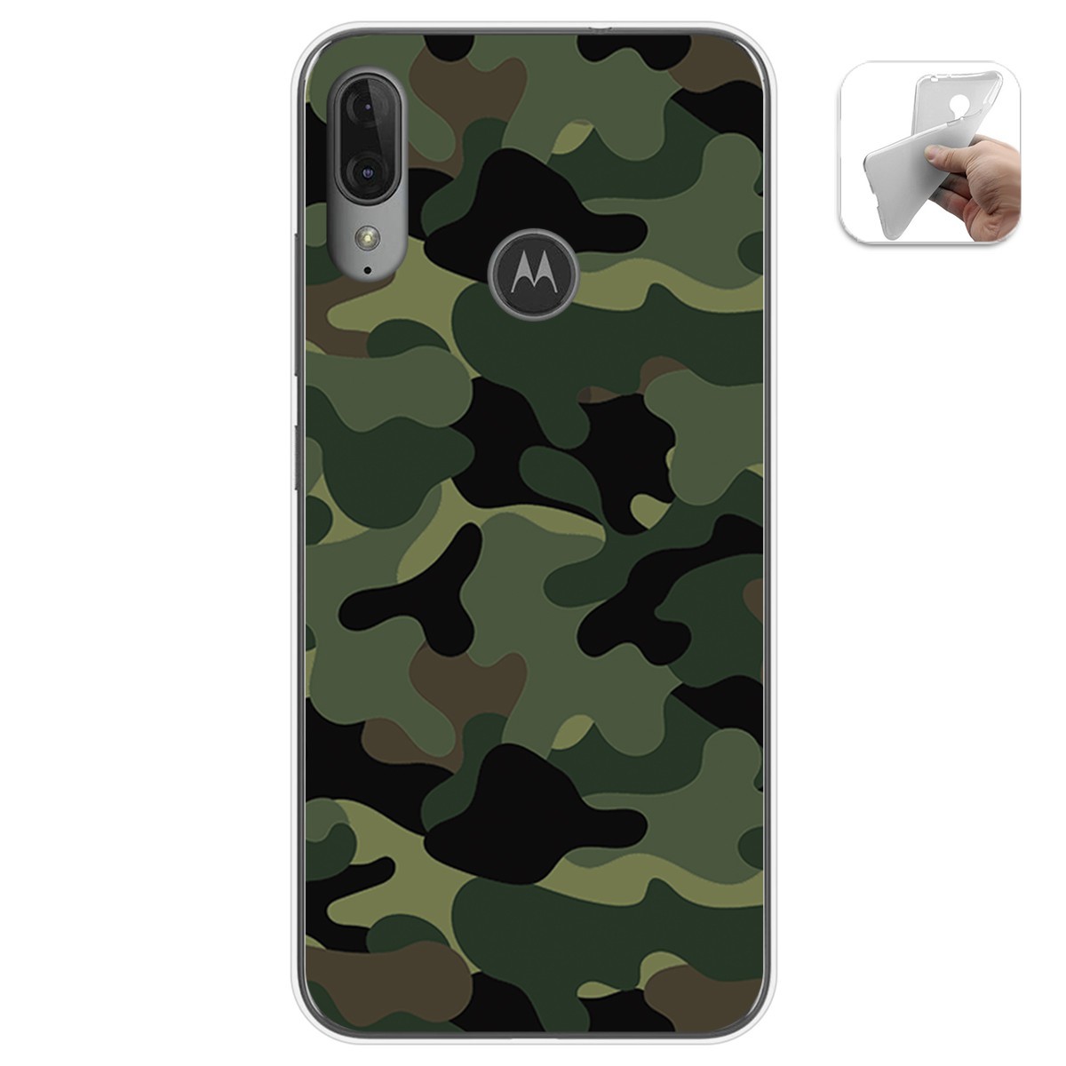 Funda Gel Tpu para Motorola Moto E6 Plus diseño Camuflaje Dibujos
