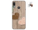 Funda Gel Tpu para Motorola Moto E6 Plus diseño Corazones Madera Dibujos