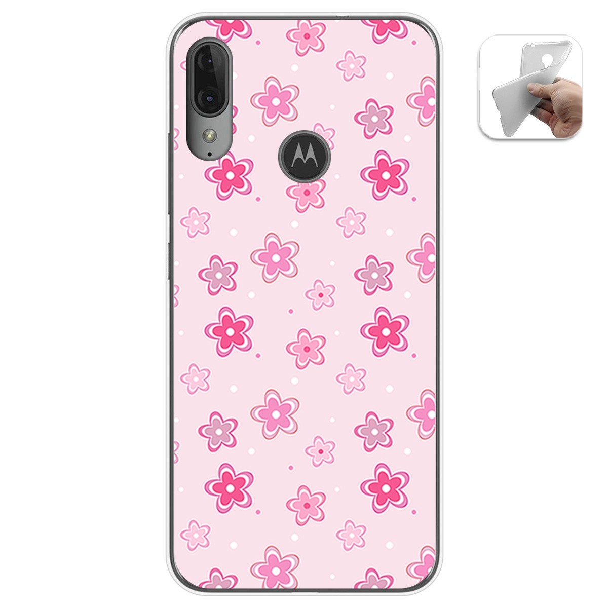 Funda Gel Tpu para Motorola Moto E6 Plus diseño Flores Dibujos