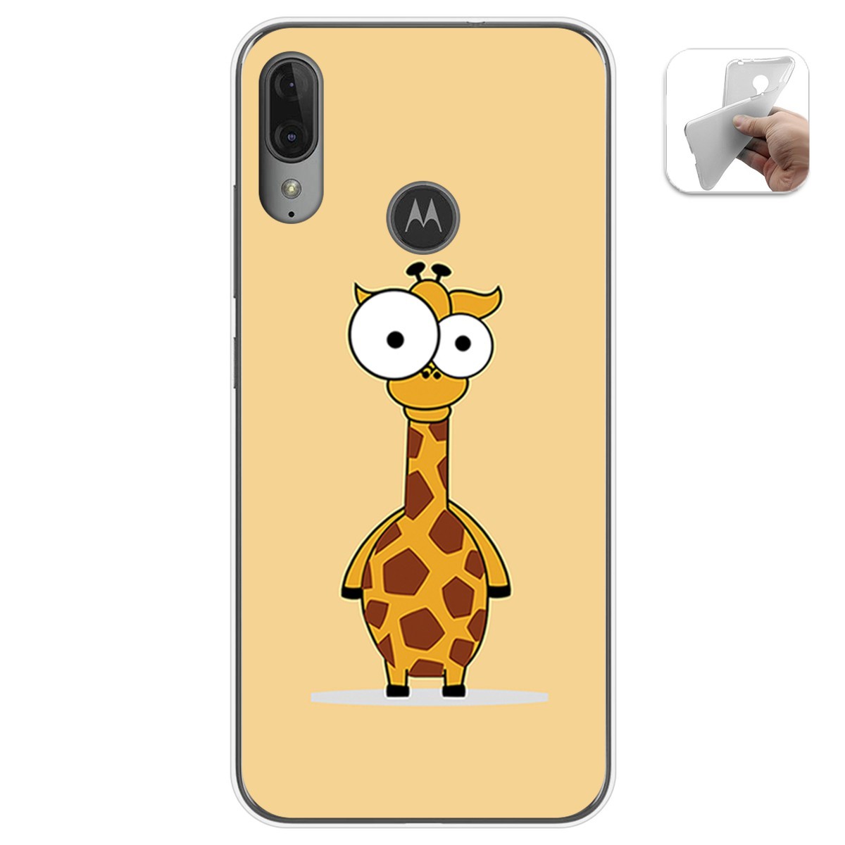 Funda Gel Tpu para Motorola Moto E6 Plus diseño Jirafa Dibujos