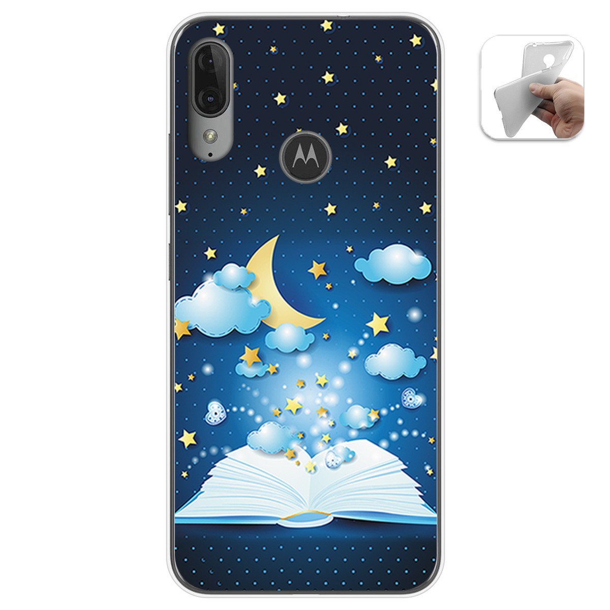 Funda Gel Tpu para Motorola Moto E6 Plus diseño Libro Cuentos Dibujos