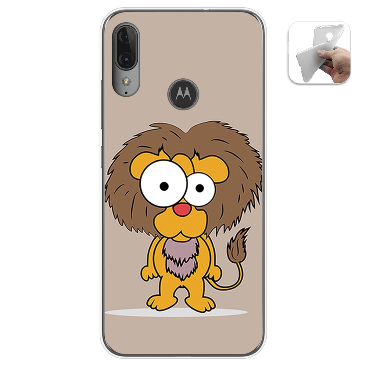 Funda Gel Tpu para Motorola Moto E6 Plus diseño Leon Dibujos