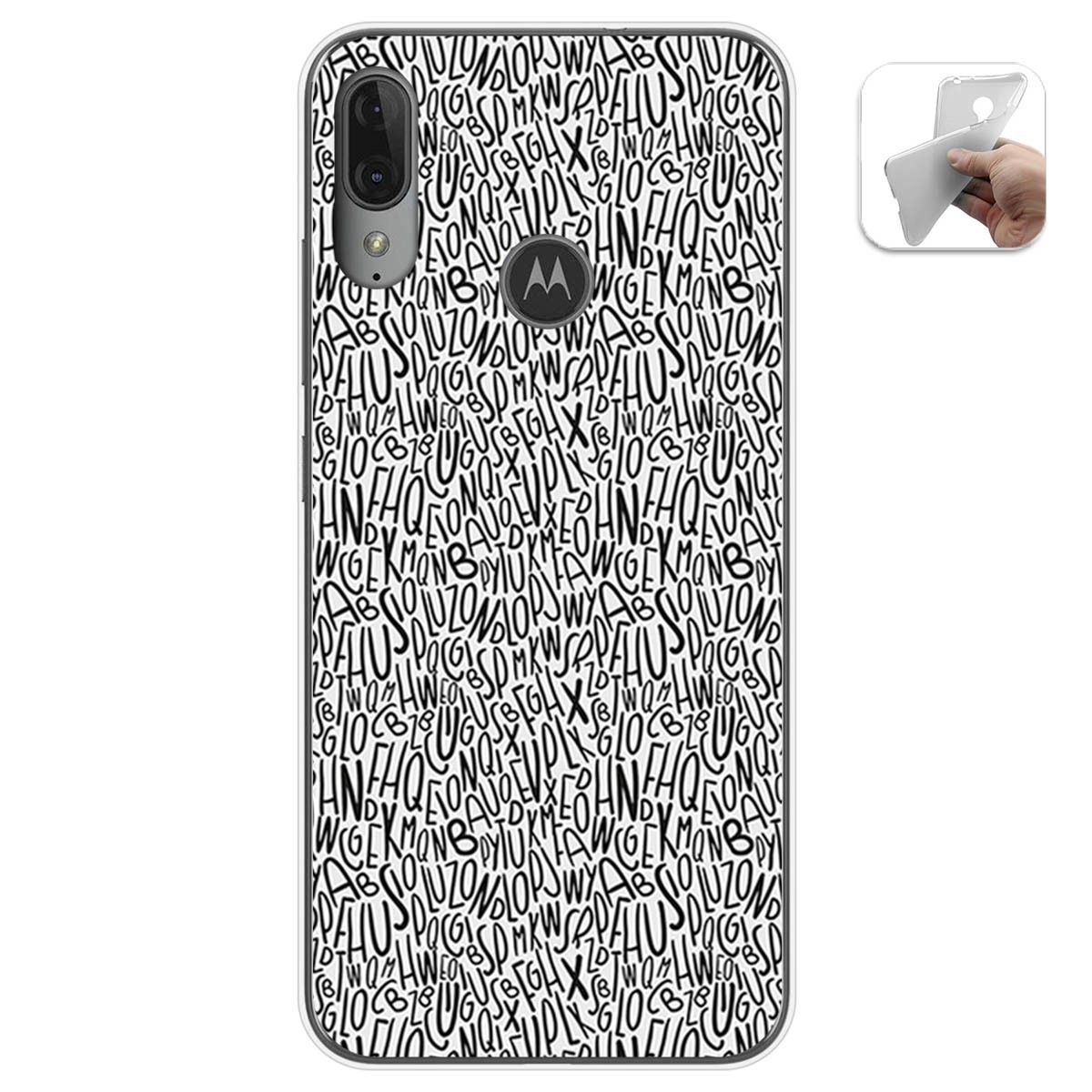 Funda Gel Tpu para Motorola Moto E6 Plus diseño Letras Dibujos