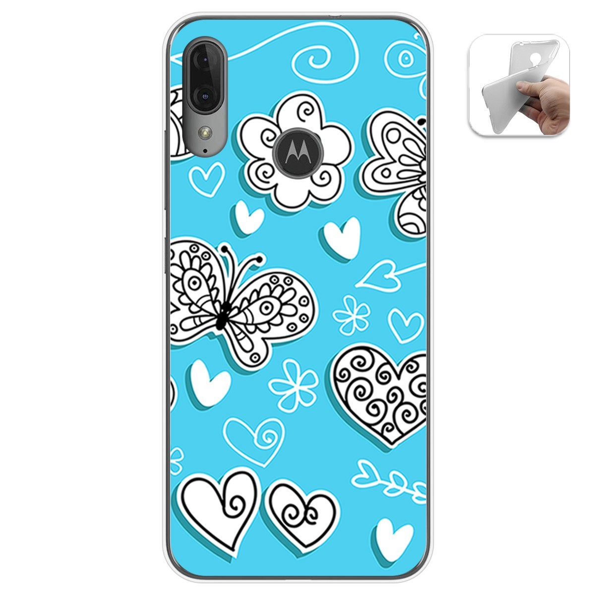 Funda Gel Tpu para Motorola Moto E6 Plus diseño Mariposas Dibujos