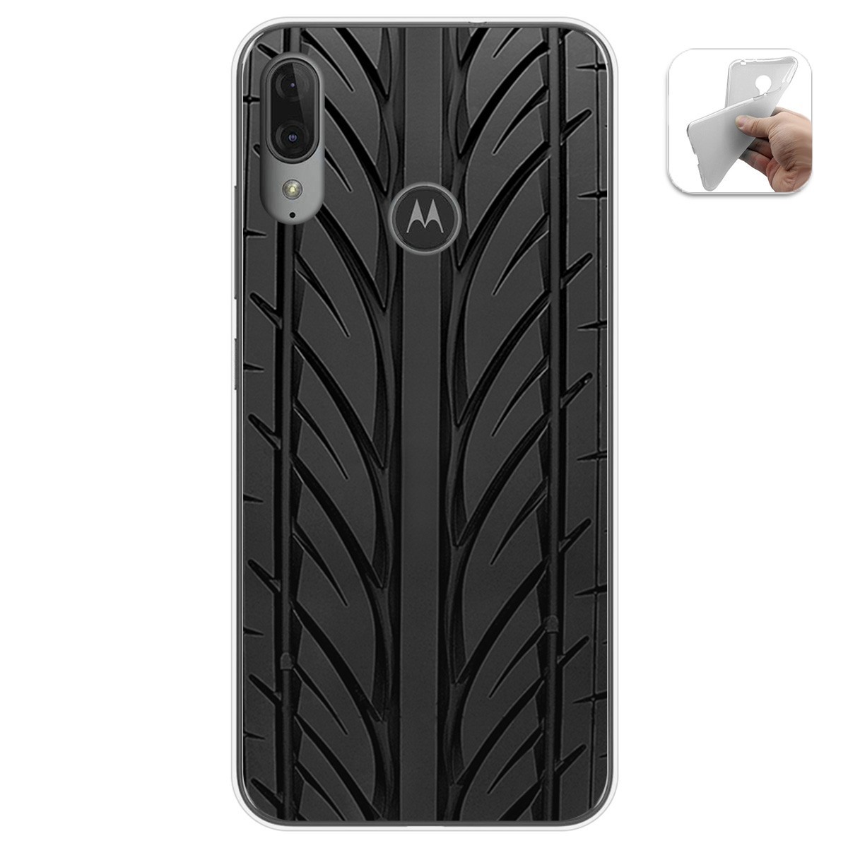 Funda Gel Tpu para Motorola Moto E6 Plus diseño Neumatico Dibujos