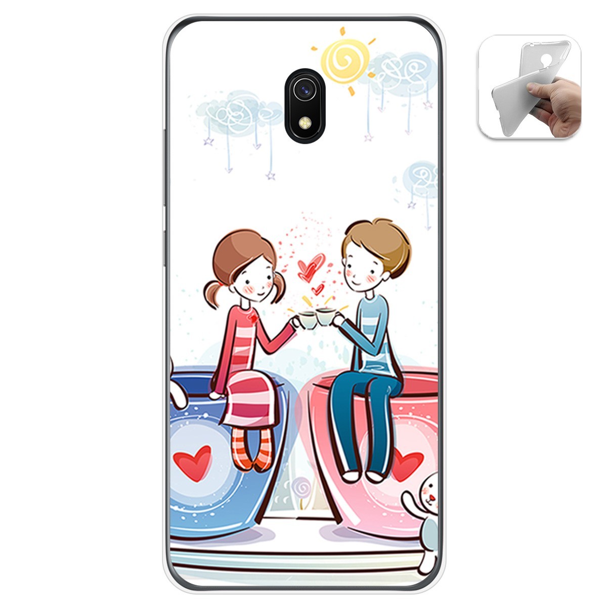 Funda Gel Tpu para Xiaomi Redmi 8A diseño Café Dibujos