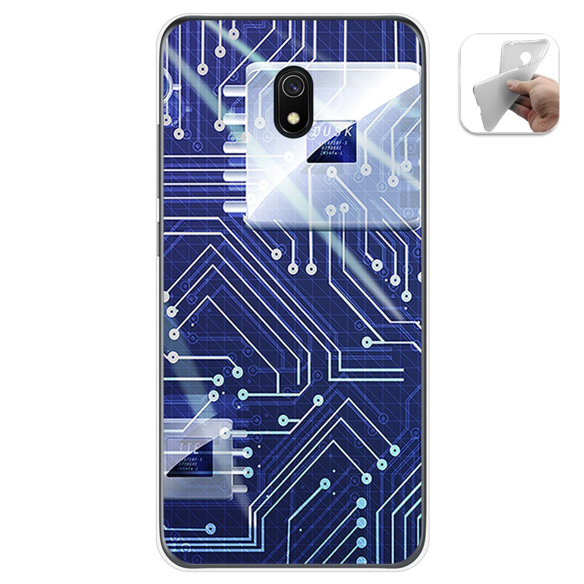 Funda Gel Tpu para Xiaomi Redmi 8A diseño Circuito Dibujos