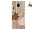 Funda Gel Tpu para Xiaomi Redmi 8A diseño Corazones Madera Dibujos