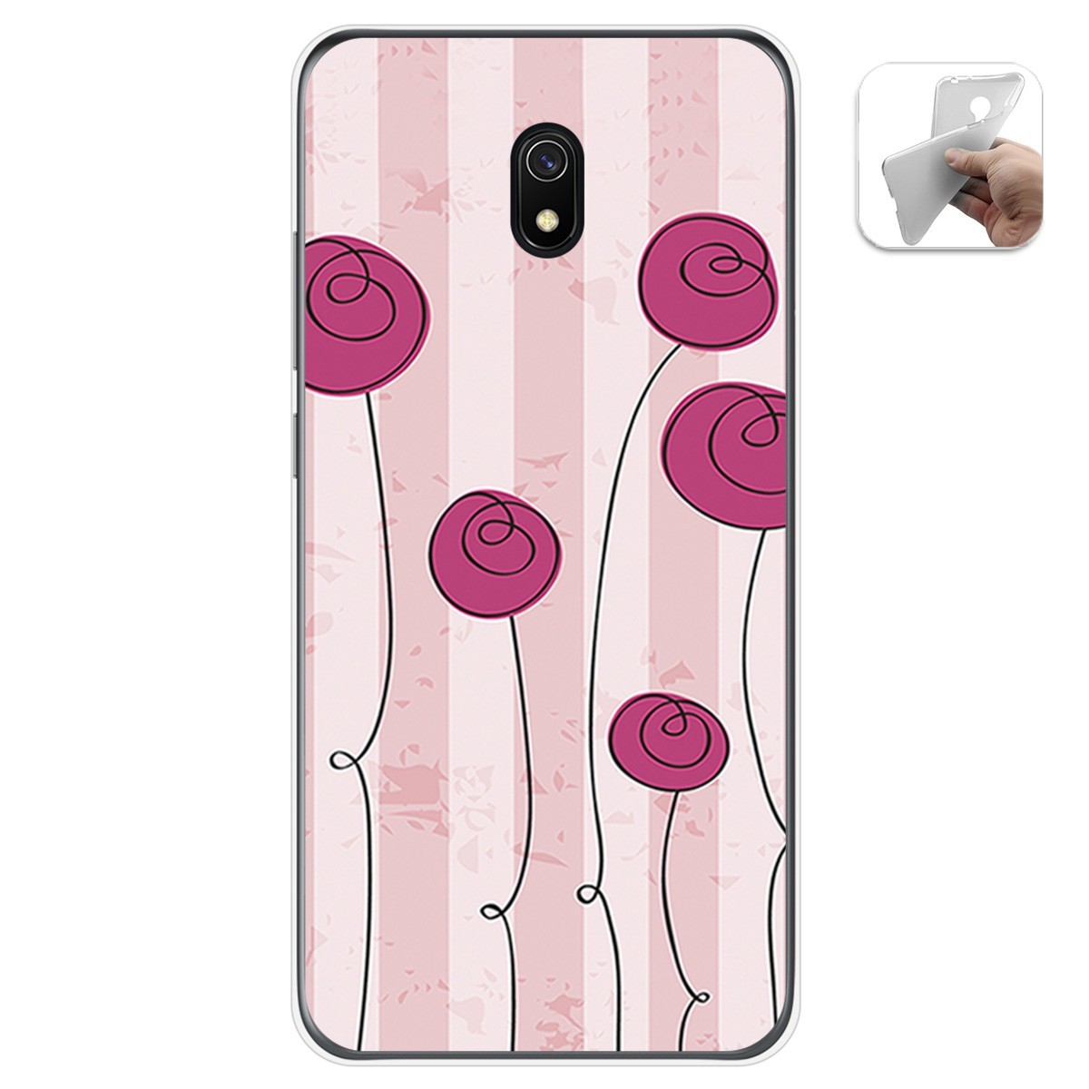 Funda Gel Tpu para Xiaomi Redmi 8A diseño Flores Vintage Dibujos