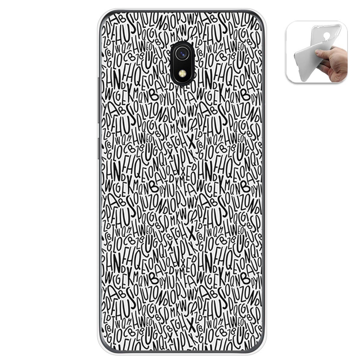 Funda Gel Tpu para Xiaomi Redmi 8A diseño Letras Dibujos