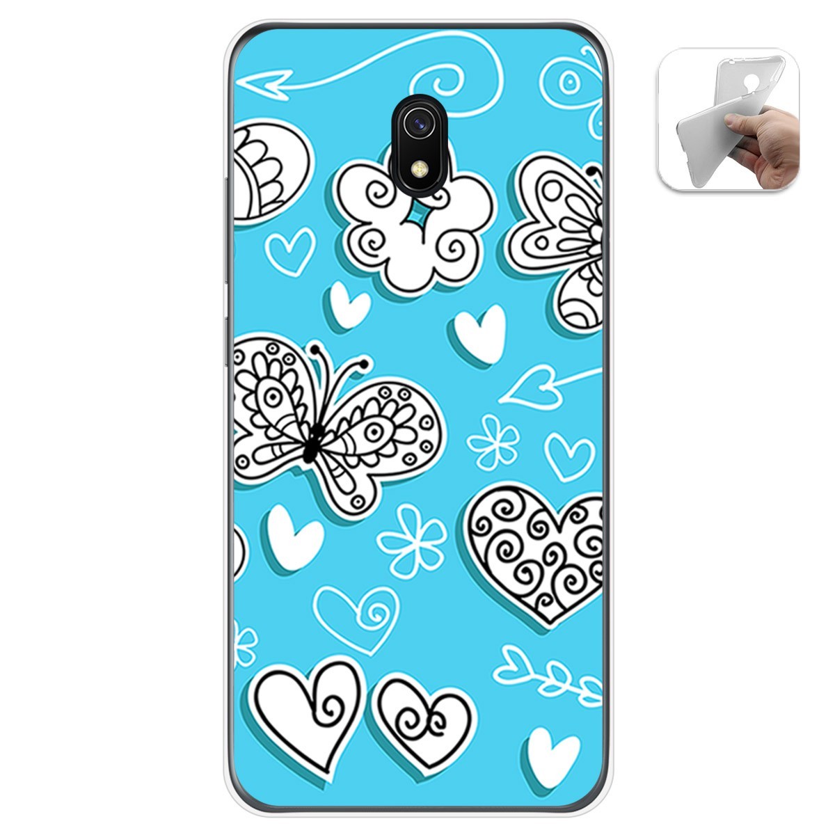 Funda Gel Tpu para Xiaomi Redmi 8A diseño Mariposas Dibujos