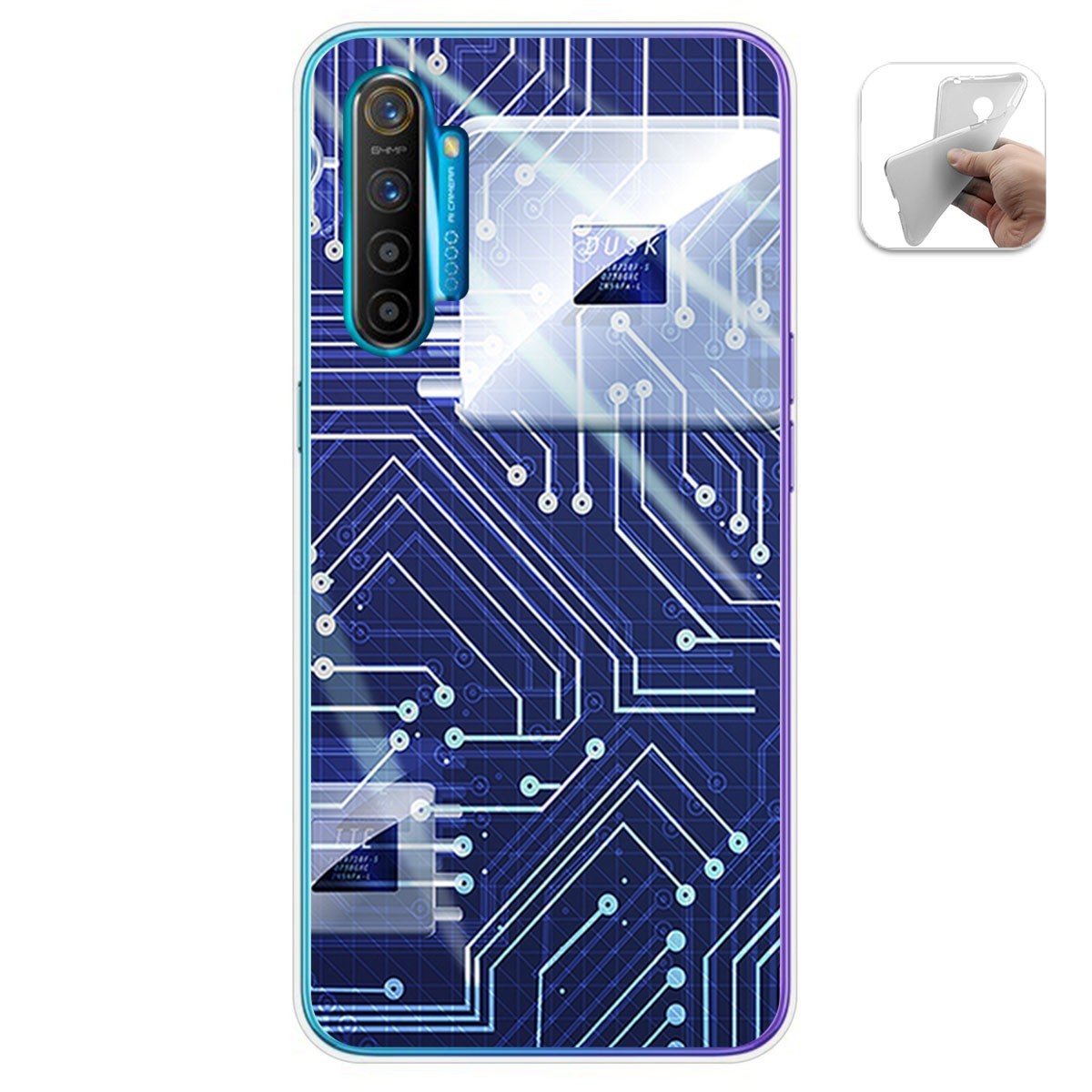 Funda Gel Tpu para Realme X2 diseño Circuito Dibujos