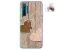 Funda Gel Tpu para Realme X2 diseño Corazones Madera Dibujos