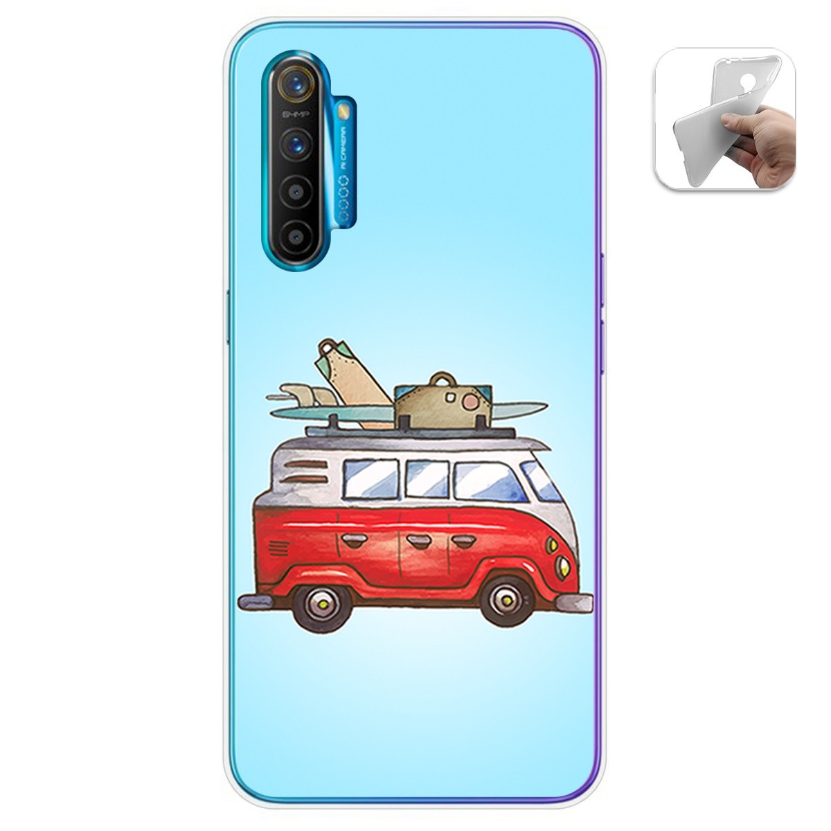 Funda Gel Tpu para Realme X2 diseño Furgoneta Dibujos