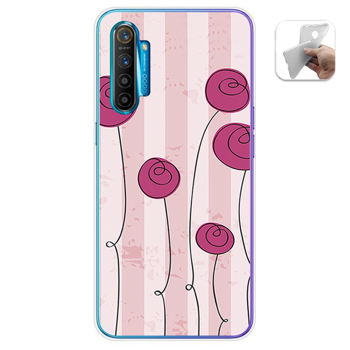 Funda Gel Tpu para Realme X2 diseño Flores Vintage Dibujos