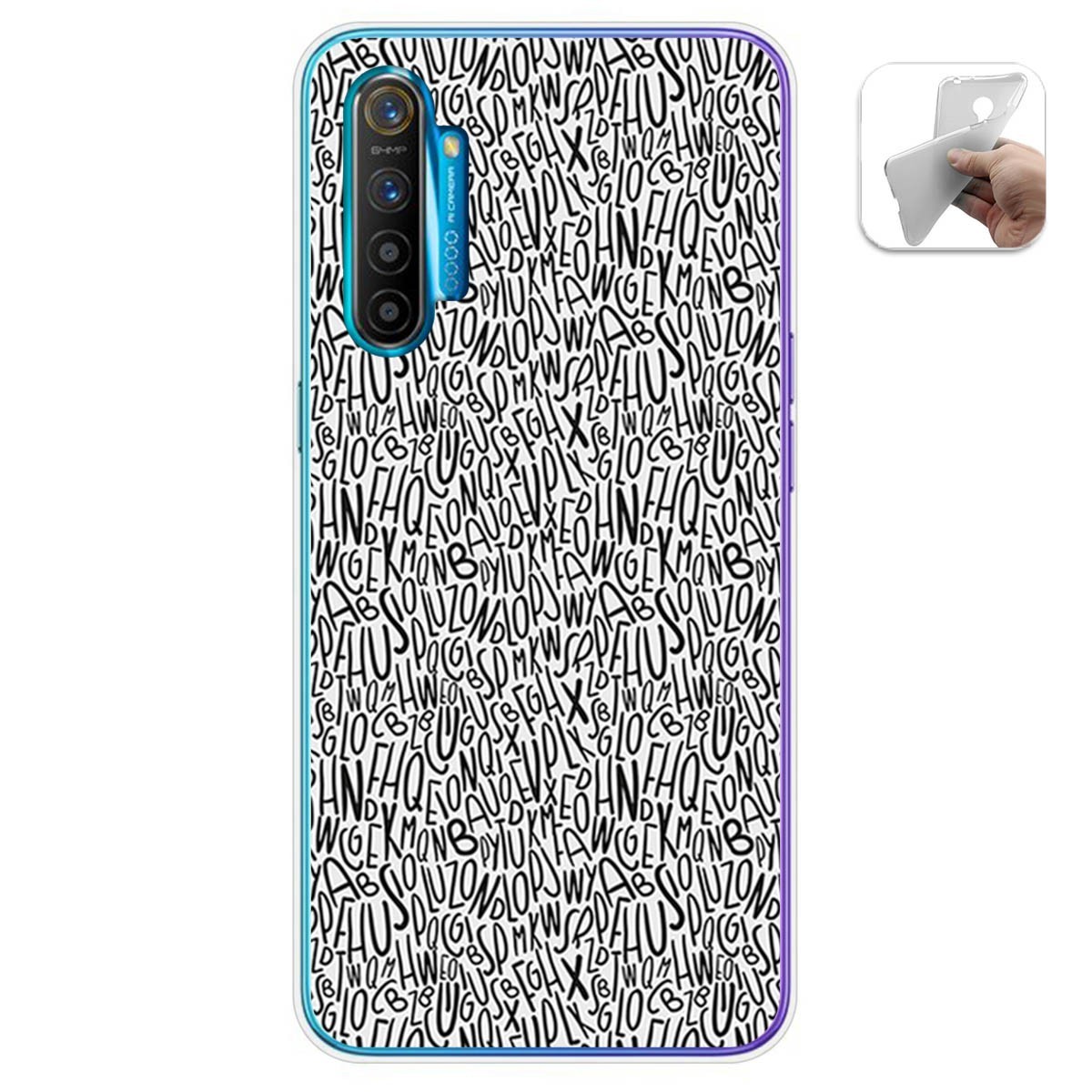 Funda Gel Tpu para Realme X2 diseño Letras Dibujos