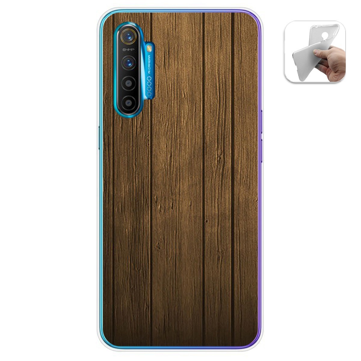 Funda Gel Tpu para Realme X2 diseño Madera Dibujos