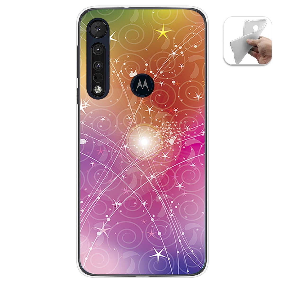 Funda Gel Tpu para Motorola One Macro diseño Abstracto Dibujos