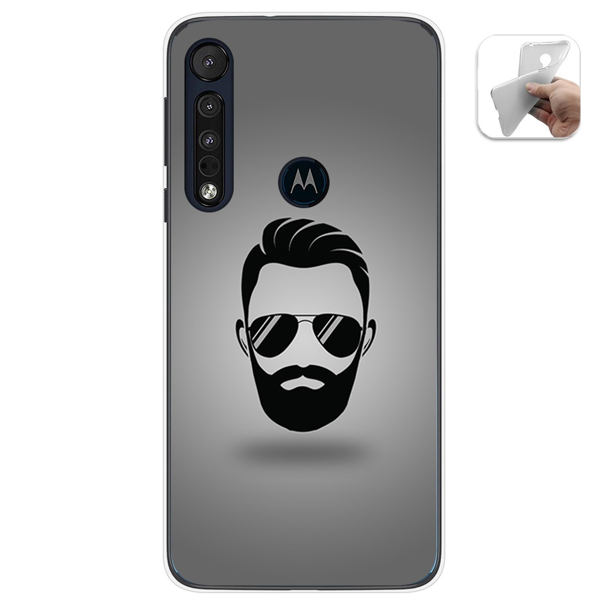 Funda Gel Tpu para Motorola One Macro diseño Barba Dibujos