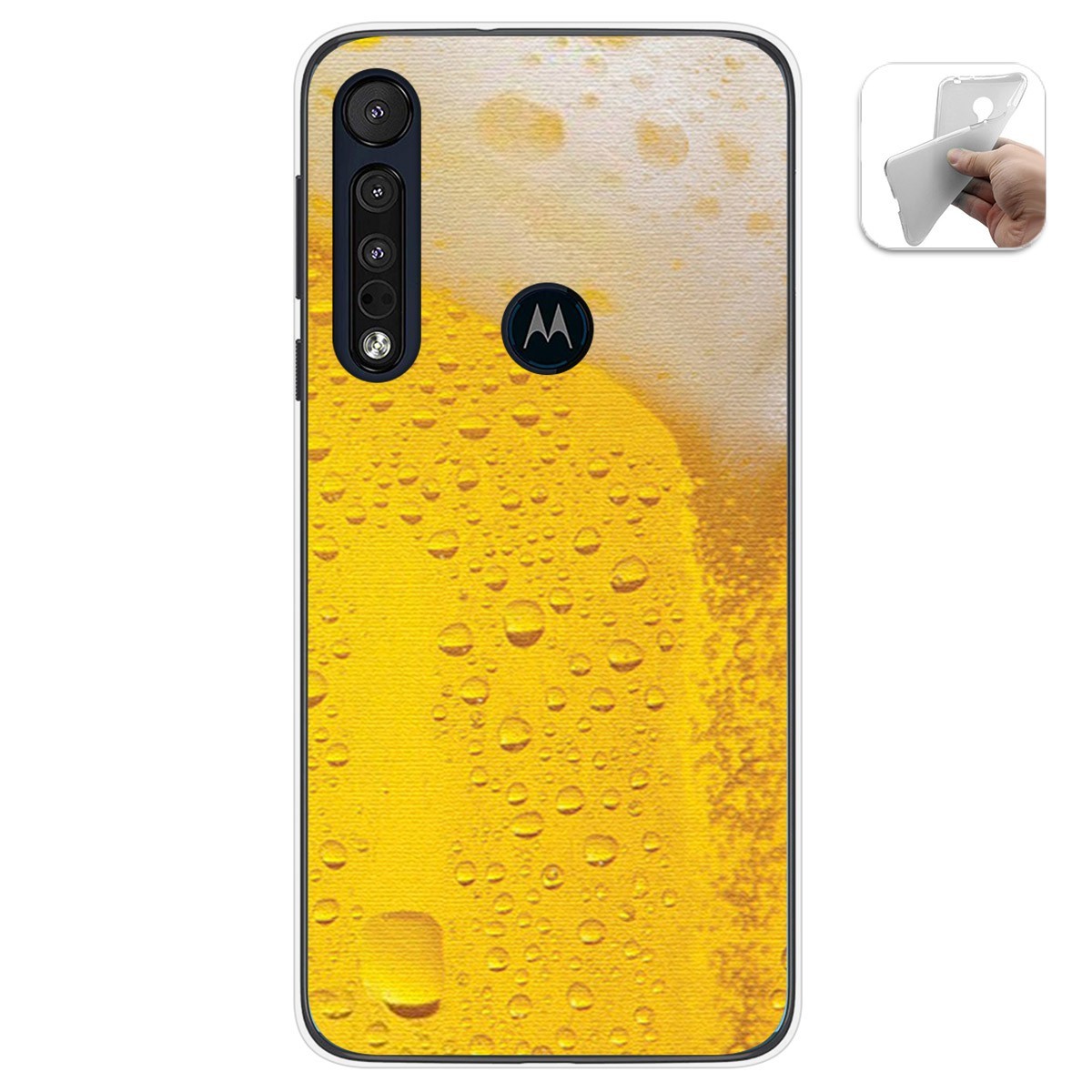 Funda Gel Tpu para Motorola One Macro diseño Cerveza Dibujos