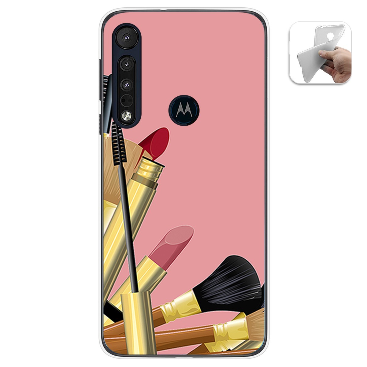 Funda Gel Tpu para Motorola One Macro diseño Brochas Dibujos