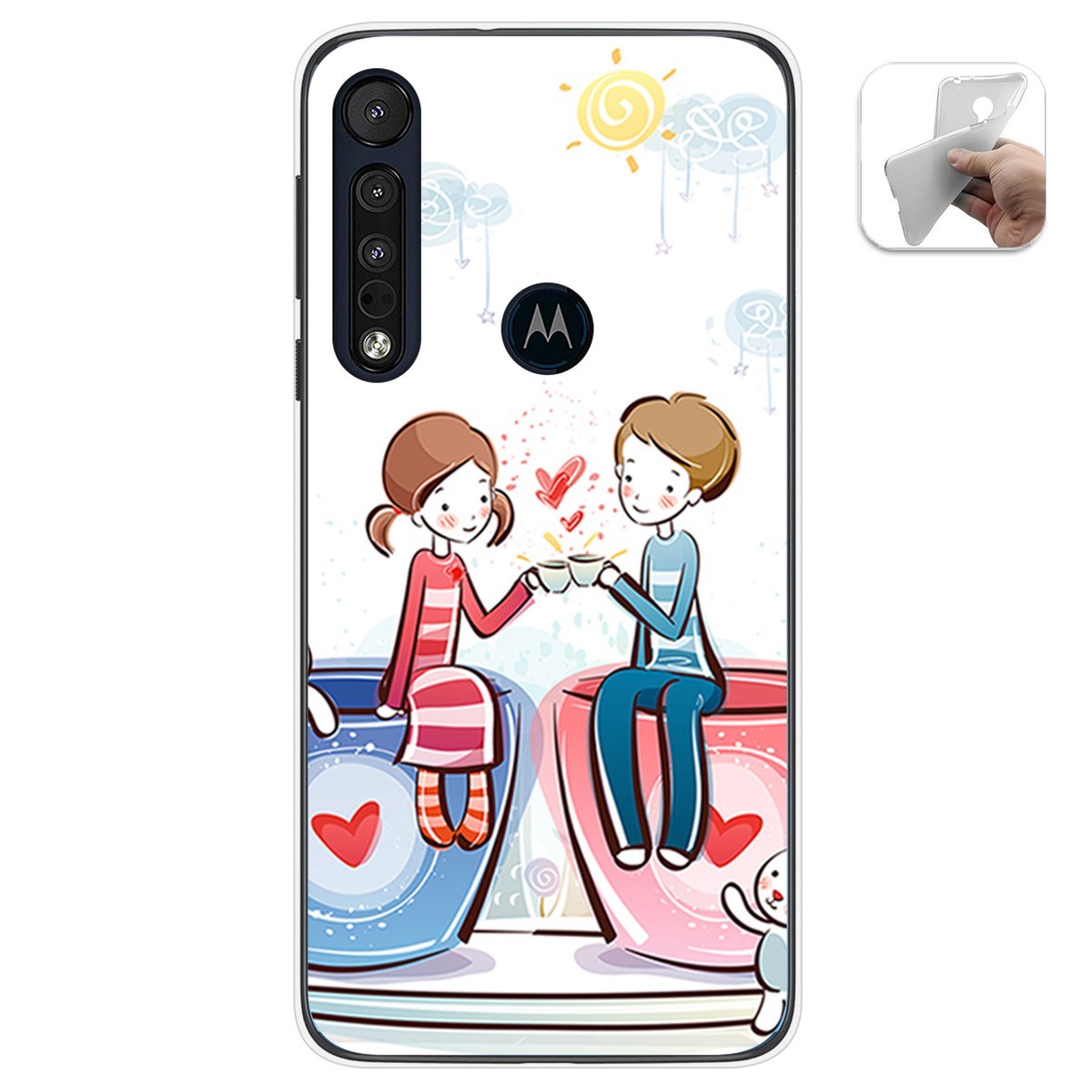Funda Gel Tpu para Motorola One Macro diseño Café Dibujos