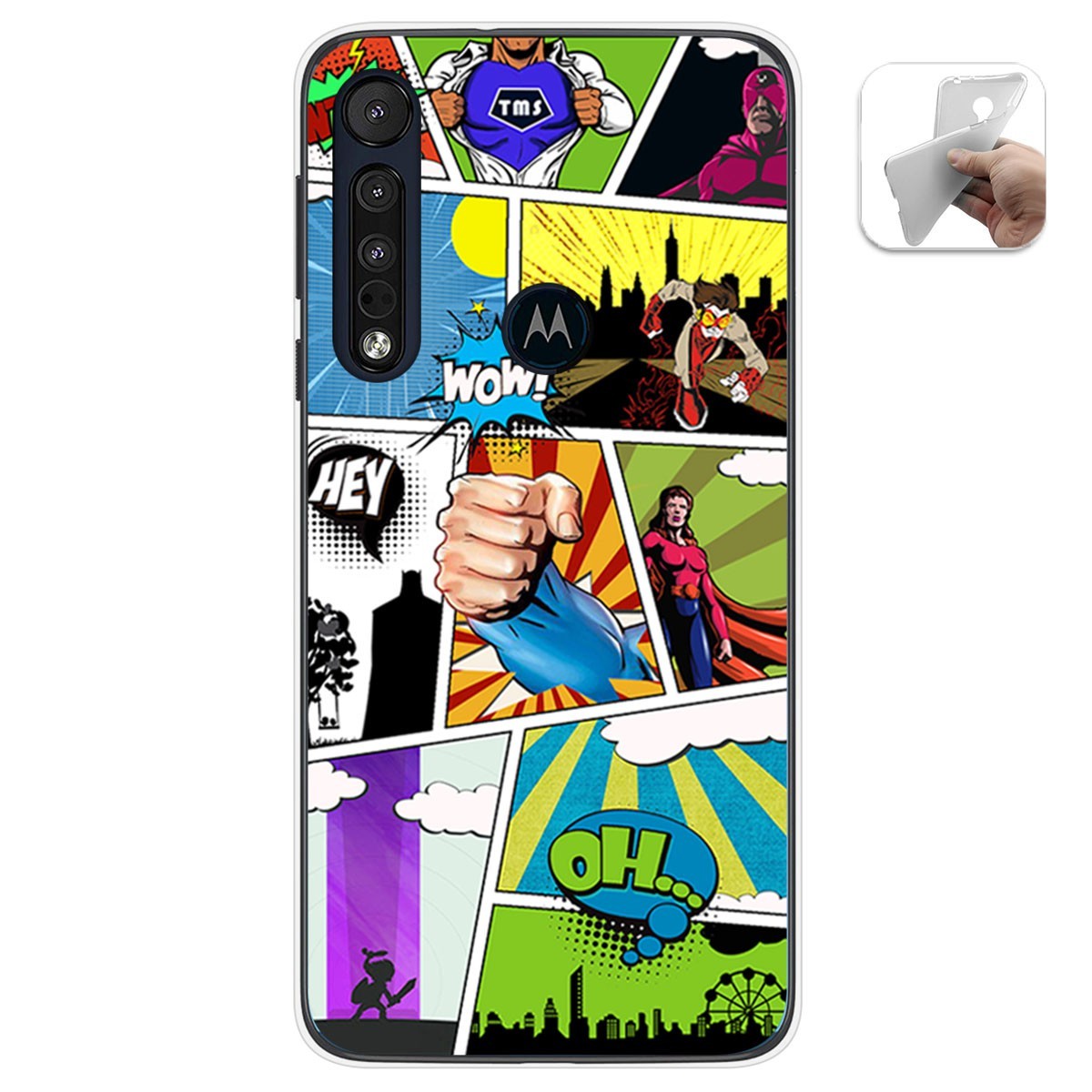 Funda Gel Tpu para Motorola One Macro diseño Comic Dibujos