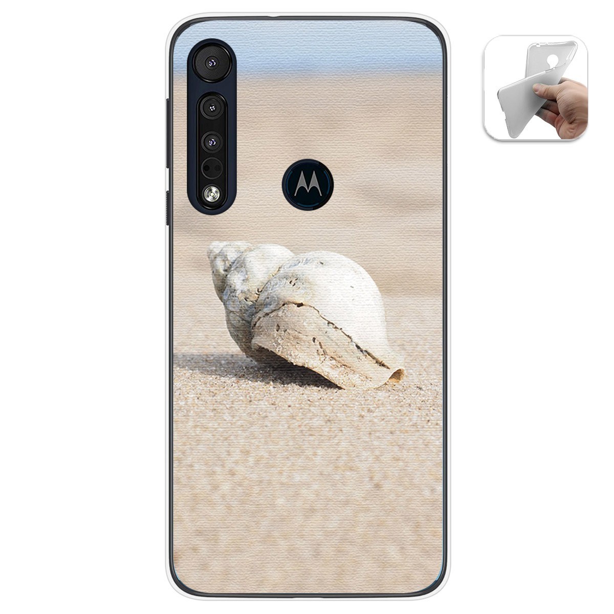 Funda Gel Tpu para Motorola One Macro diseño Concha Dibujos