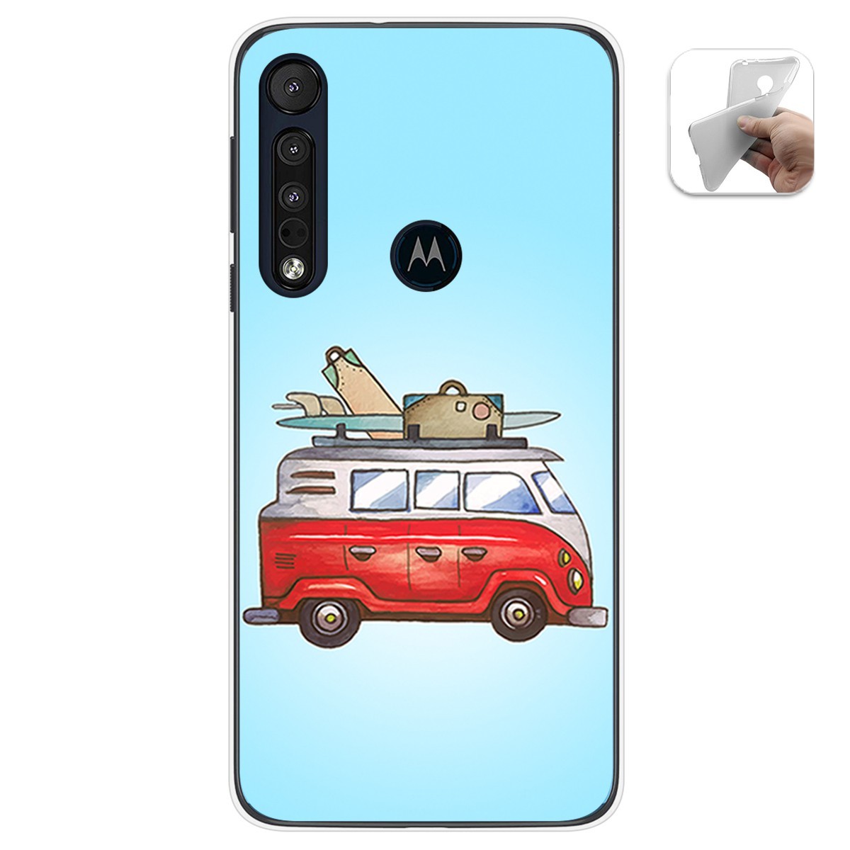 Funda Gel Tpu para Motorola One Macro diseño Furgoneta Dibujos