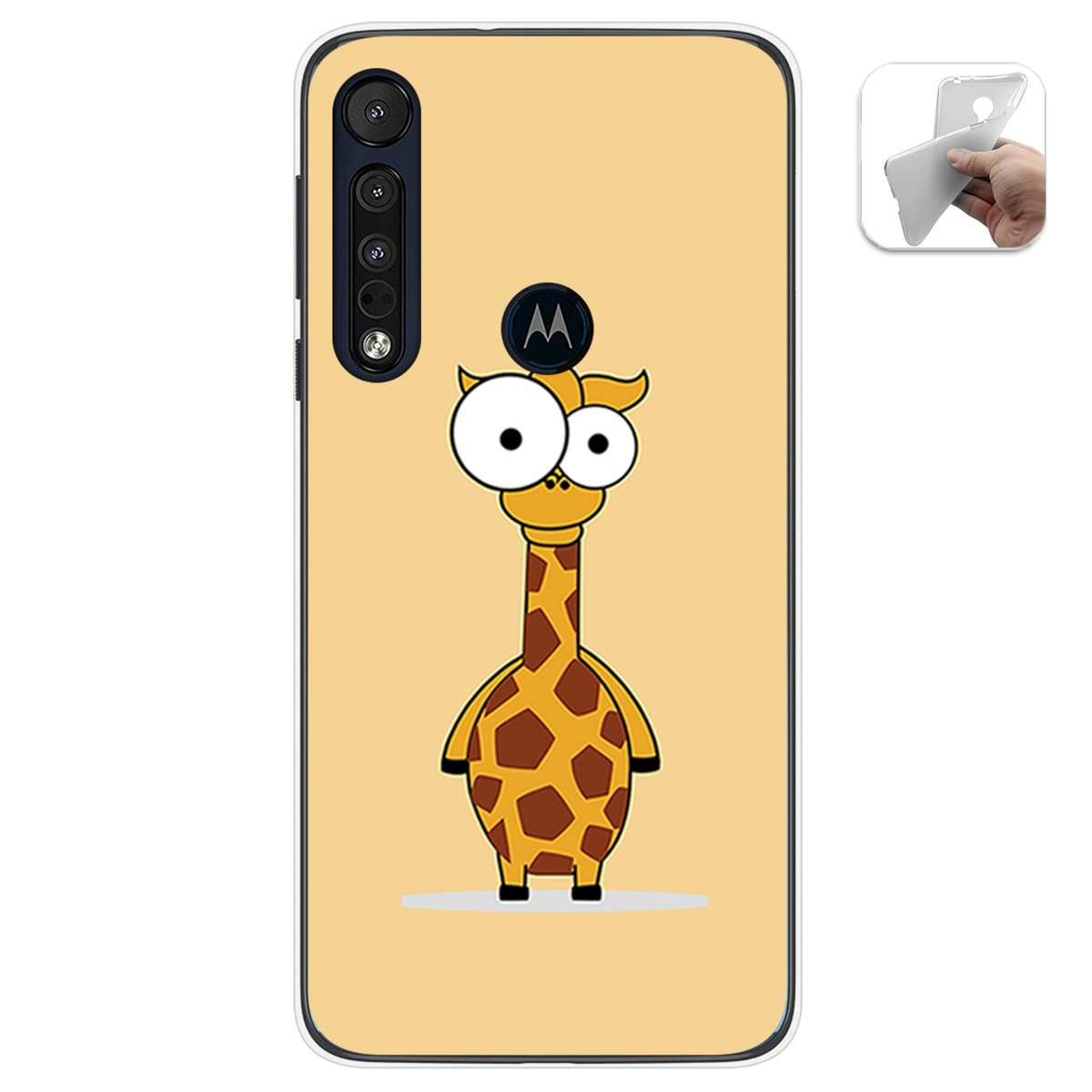 Funda Gel Tpu para Motorola One Macro diseño Jirafa Dibujos