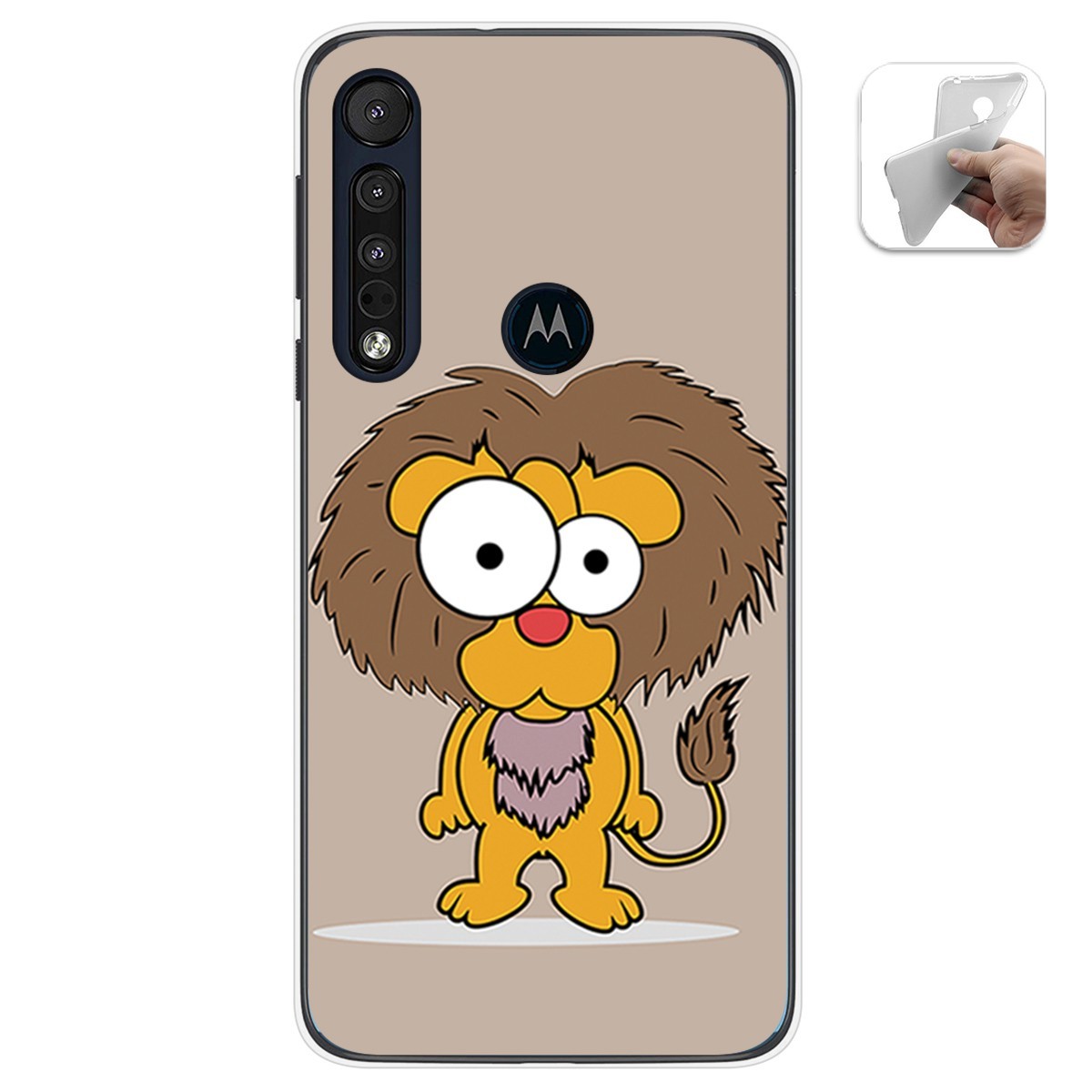 Funda Gel Tpu para Motorola One Macro diseño Leon Dibujos