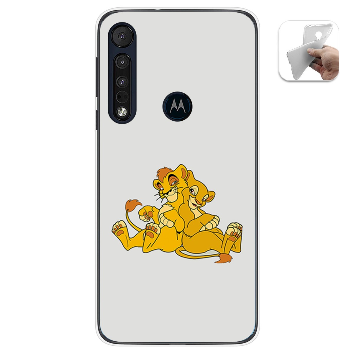 Funda Gel Tpu para Motorola One Macro diseño Leones Dibujos