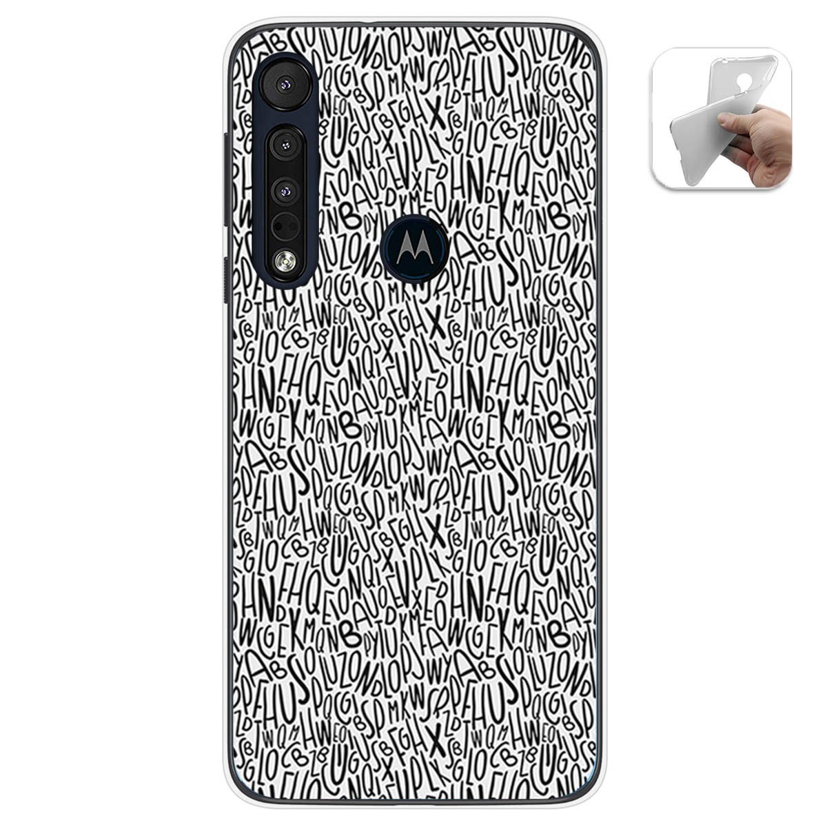 Funda Gel Tpu para Motorola One Macro diseño Letras Dibujos