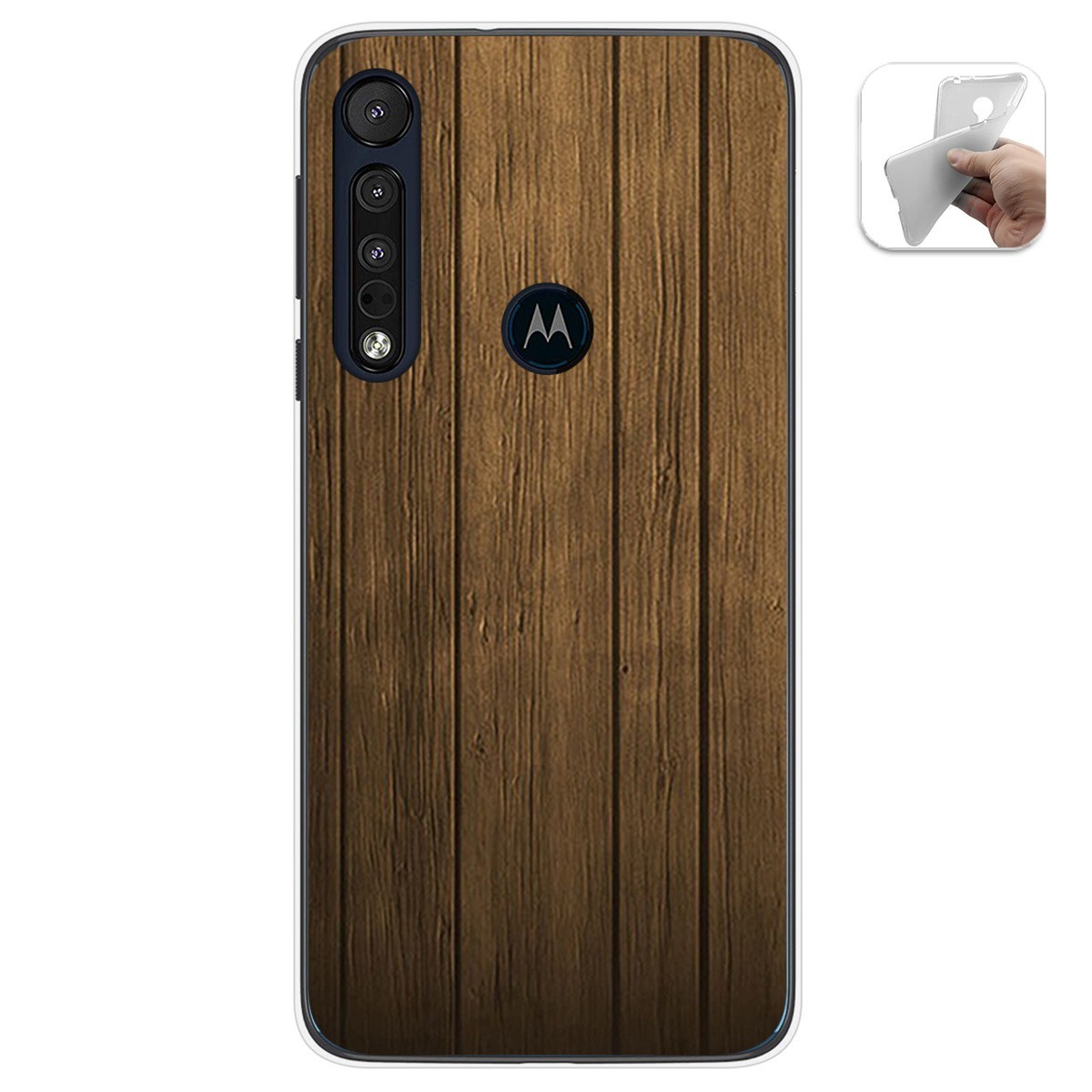 Funda Gel Tpu para Motorola One Macro diseño Madera Dibujos