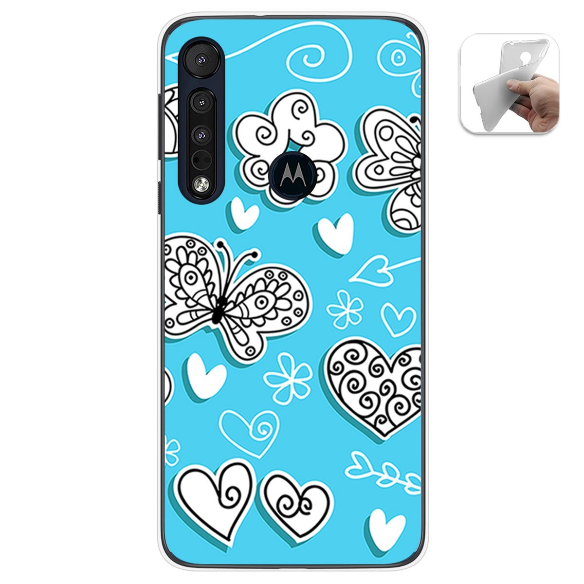 Funda Gel Tpu para Motorola One Macro diseño Mariposas Dibujos