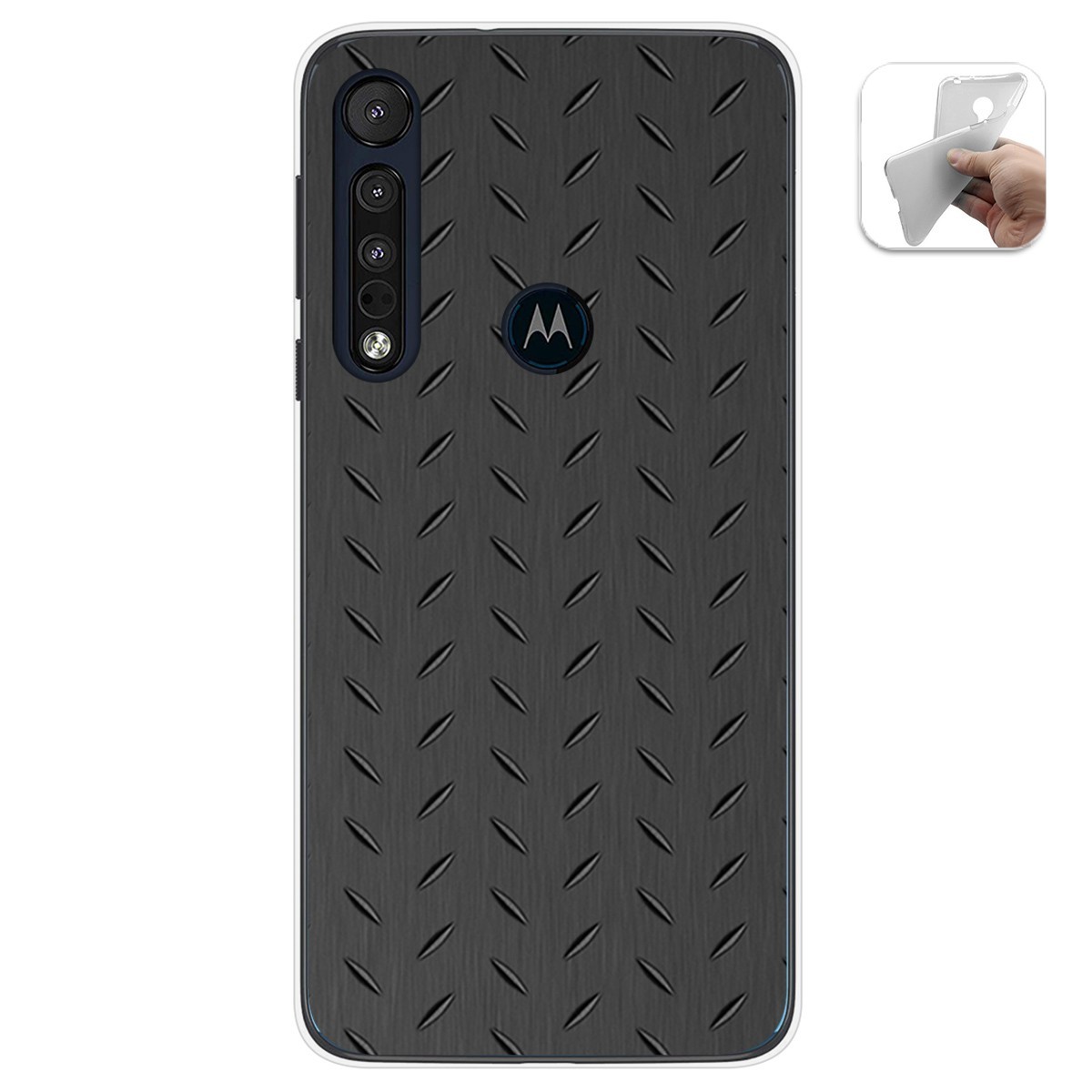Funda Gel Tpu para Motorola One Macro diseño Metal Dibujos