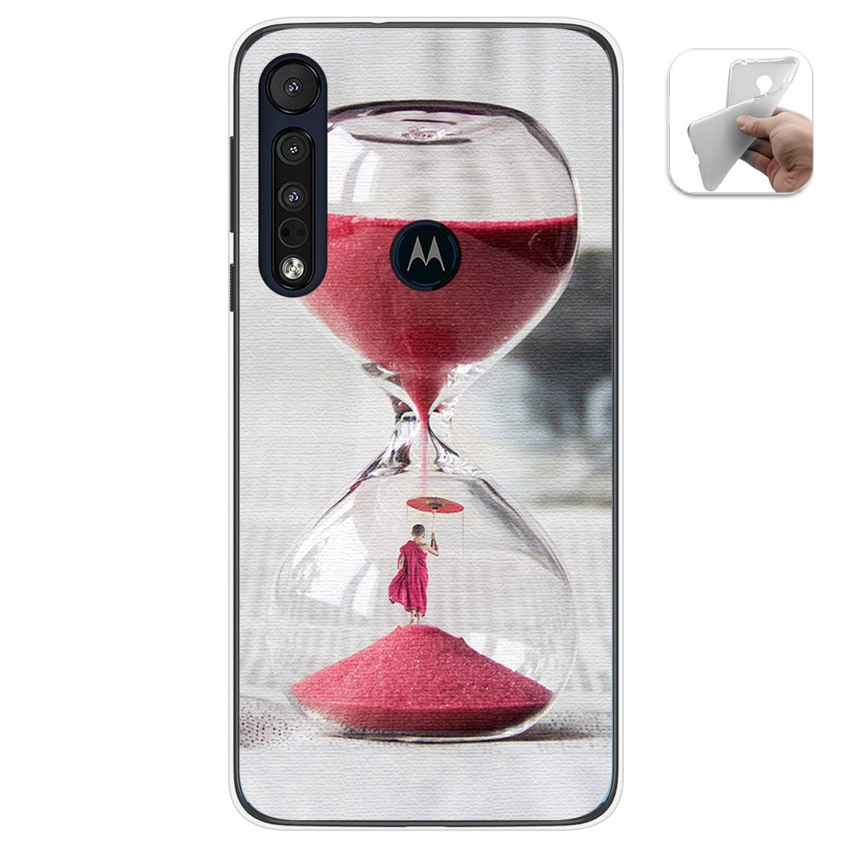 Funda Gel Tpu para Motorola One Macro diseño Reloj Dibujos