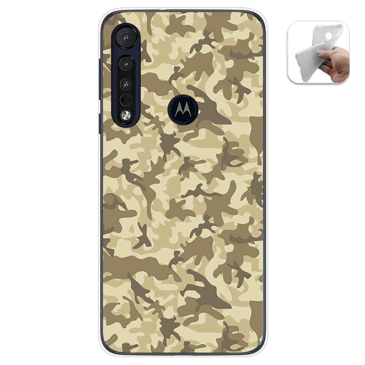 Funda Gel Tpu para Motorola One Macro diseño Sand Camuflaje Dibujos