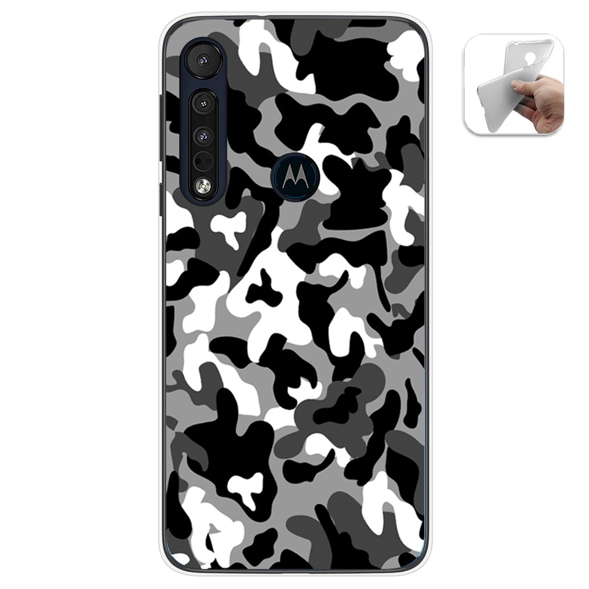 Funda Gel Tpu para Motorola One Macro diseño Snow Camuflaje Dibujos