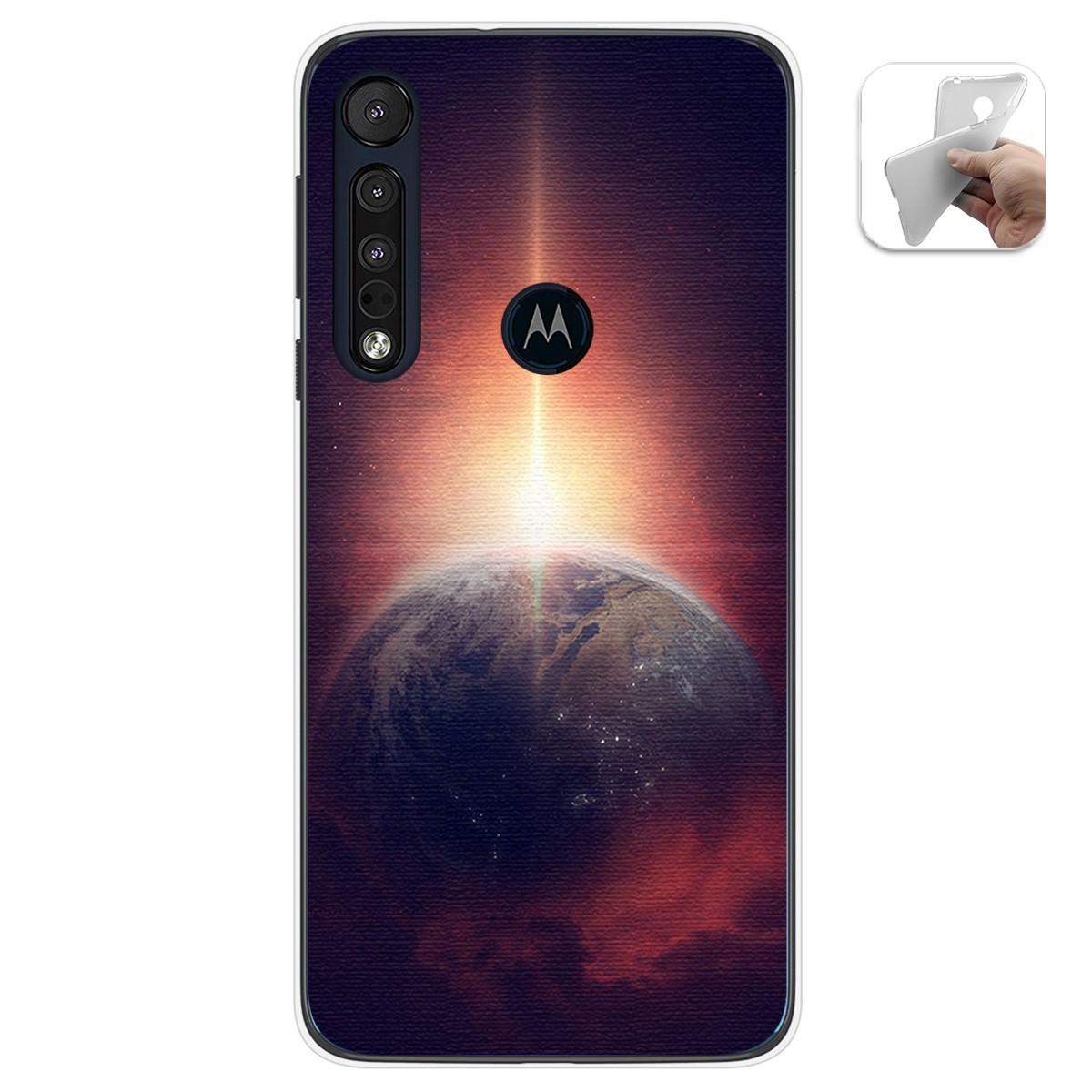 Funda Gel Tpu para Motorola One Macro diseño Tierra Dibujos