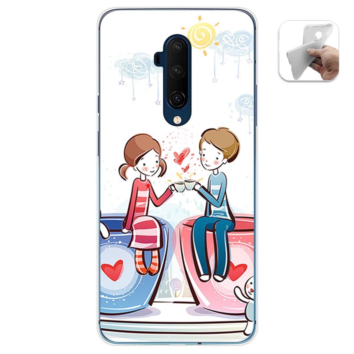 Funda Gel Tpu para Oneplus 7T Pro diseño Café Dibujos