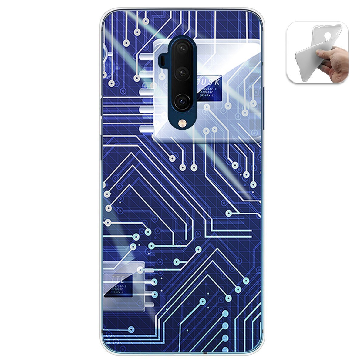 Funda Gel Tpu para Oneplus 7T Pro diseño Circuito Dibujos