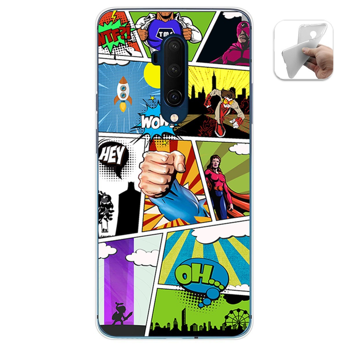 Funda Gel Tpu para Oneplus 7T Pro diseño Comic Dibujos