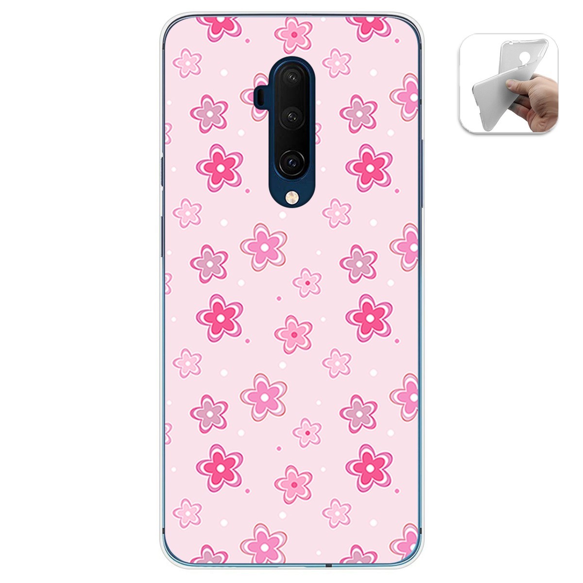 Funda Gel Tpu para Oneplus 7T Pro diseño Flores Dibujos