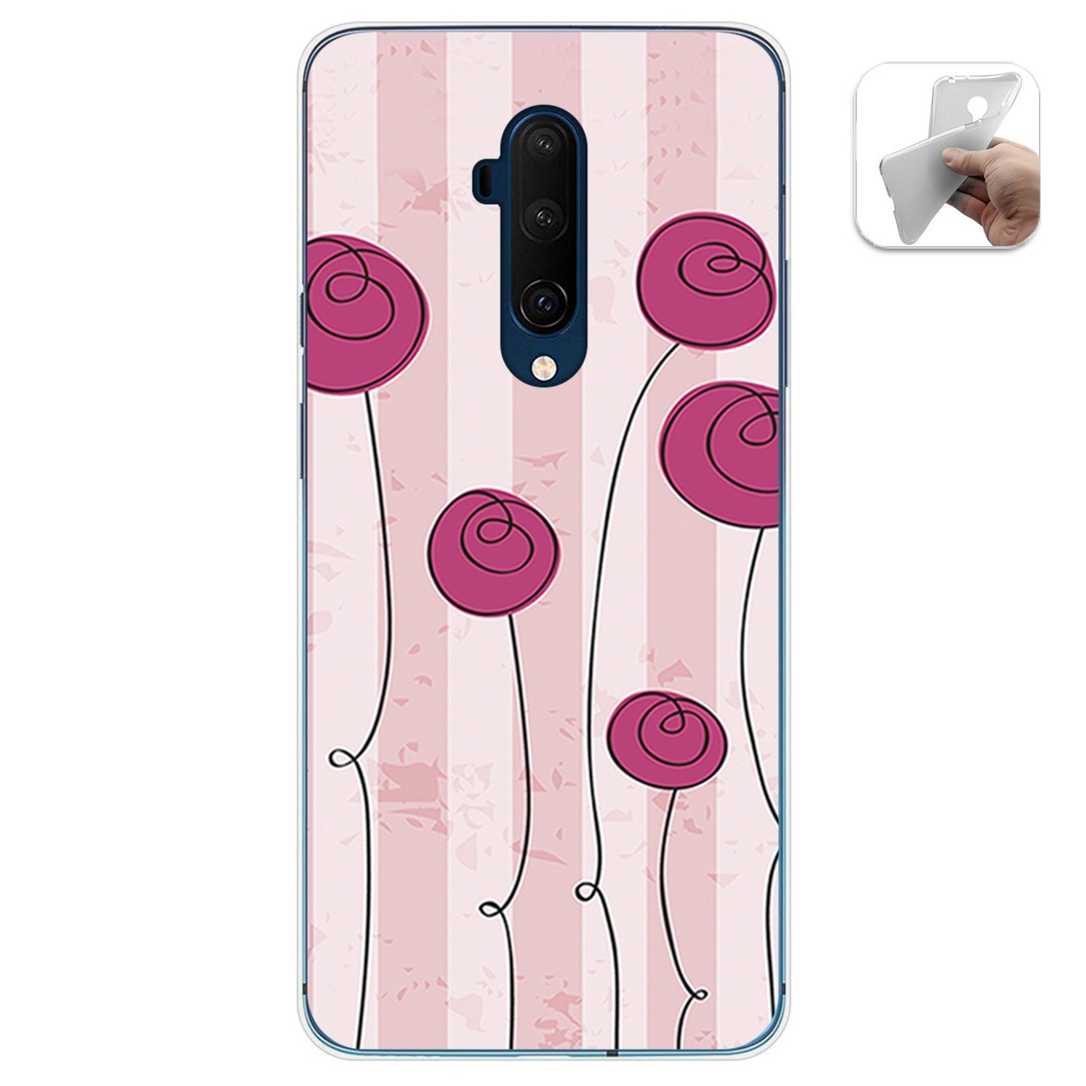 Funda Gel Tpu para Oneplus 7T Pro diseño Flores Vintage Dibujos
