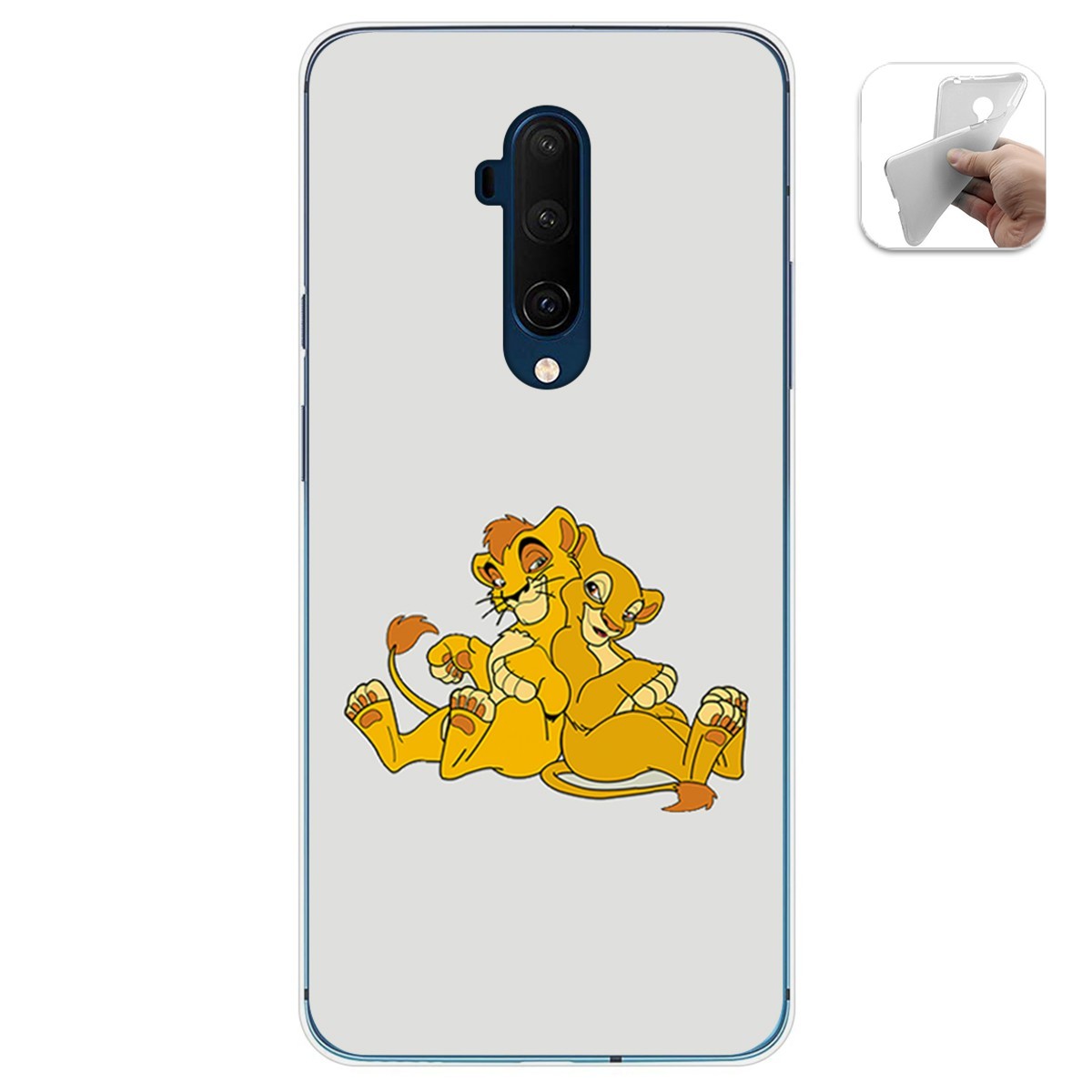 Funda Gel Tpu para Oneplus 7T Pro diseño Leones Dibujos
