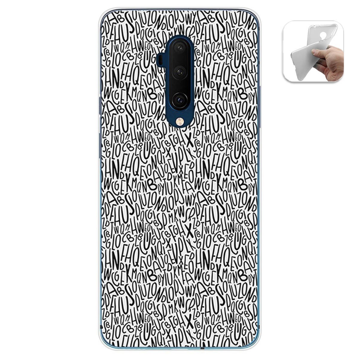 Funda Gel Tpu para Oneplus 7T Pro diseño Letras Dibujos