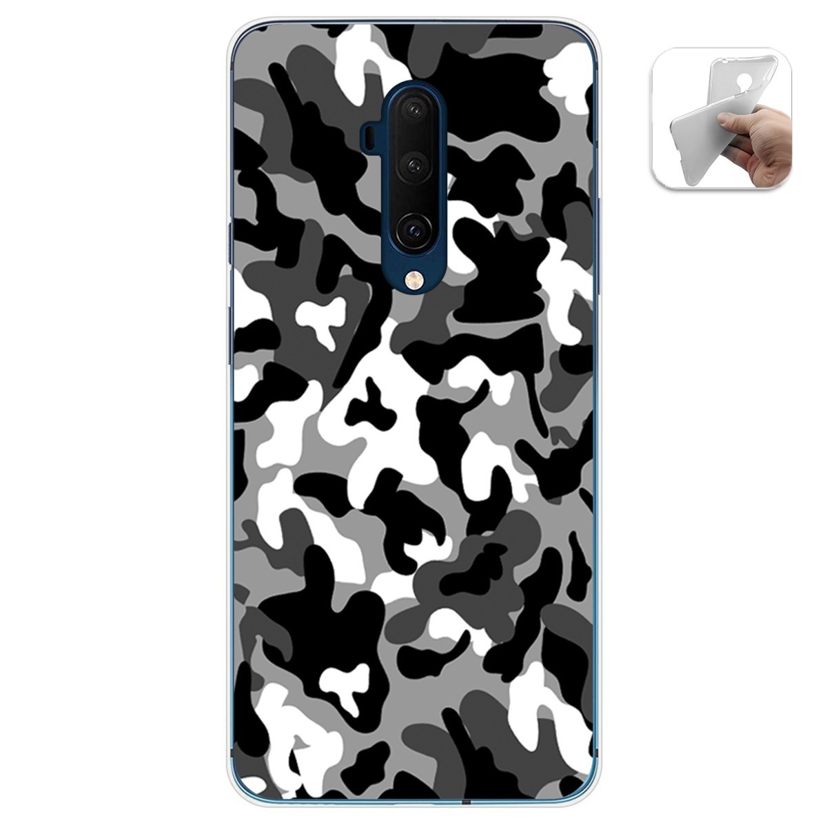 Funda Gel Tpu para Oneplus 7T Pro diseño Snow Camuflaje Dibujos
