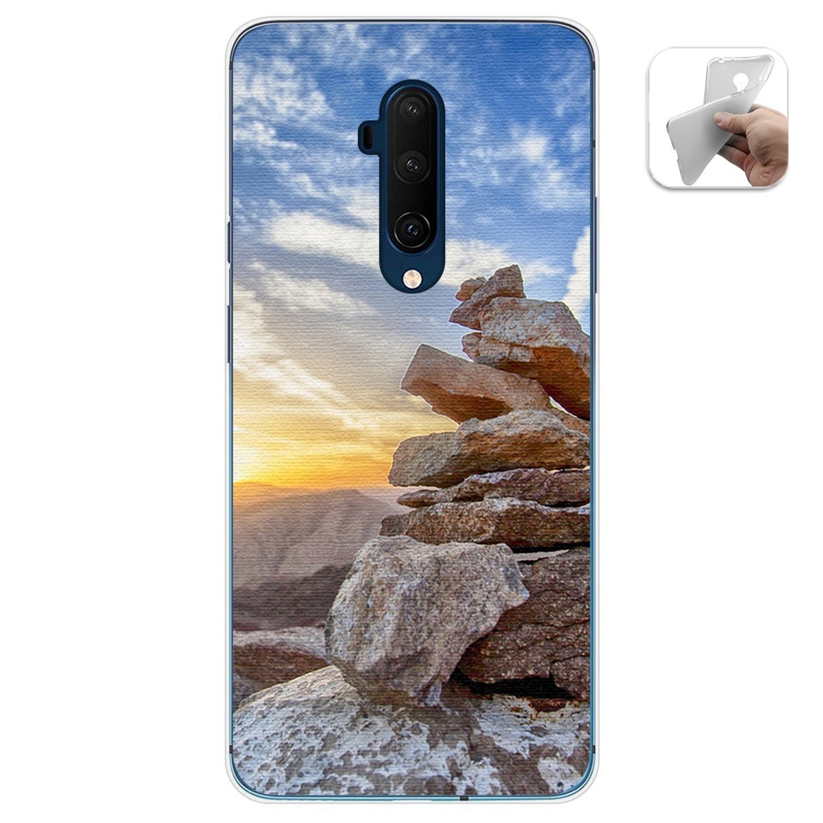 Funda Gel Tpu para Oneplus 7T Pro diseño Sunset Dibujos