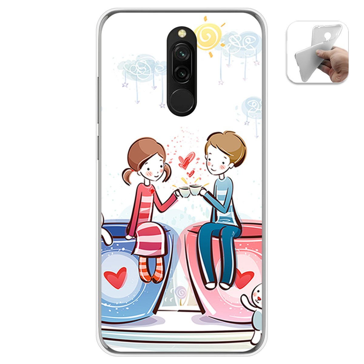 Funda Gel Tpu para Xiaomi Redmi 8 diseño Café Dibujos